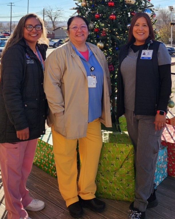 Tuba City Alzheimer's and Dementia group: Program Coordinator Monica Begay, Ambulatory Care Program Director Michelle Maloney, Mental Health and ENT/Audiology Veronica Granger. 